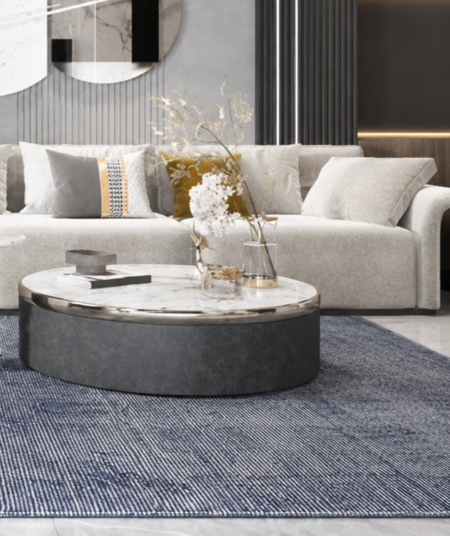 Elements Navy Wool + Bamboo Silk Rug