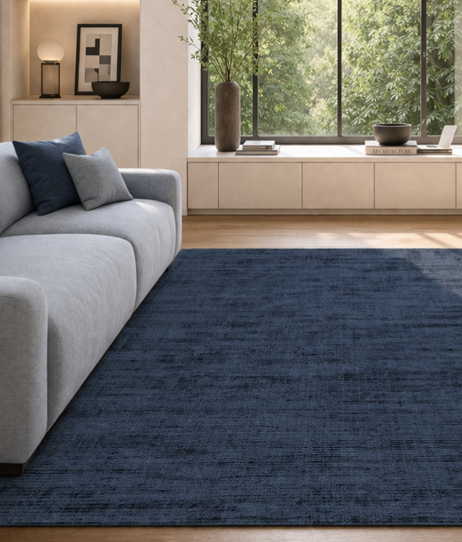 Heavenly Denim Art Silk Handloomed Rug