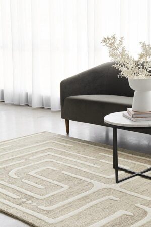 Maze Linen Modern Wool Rug