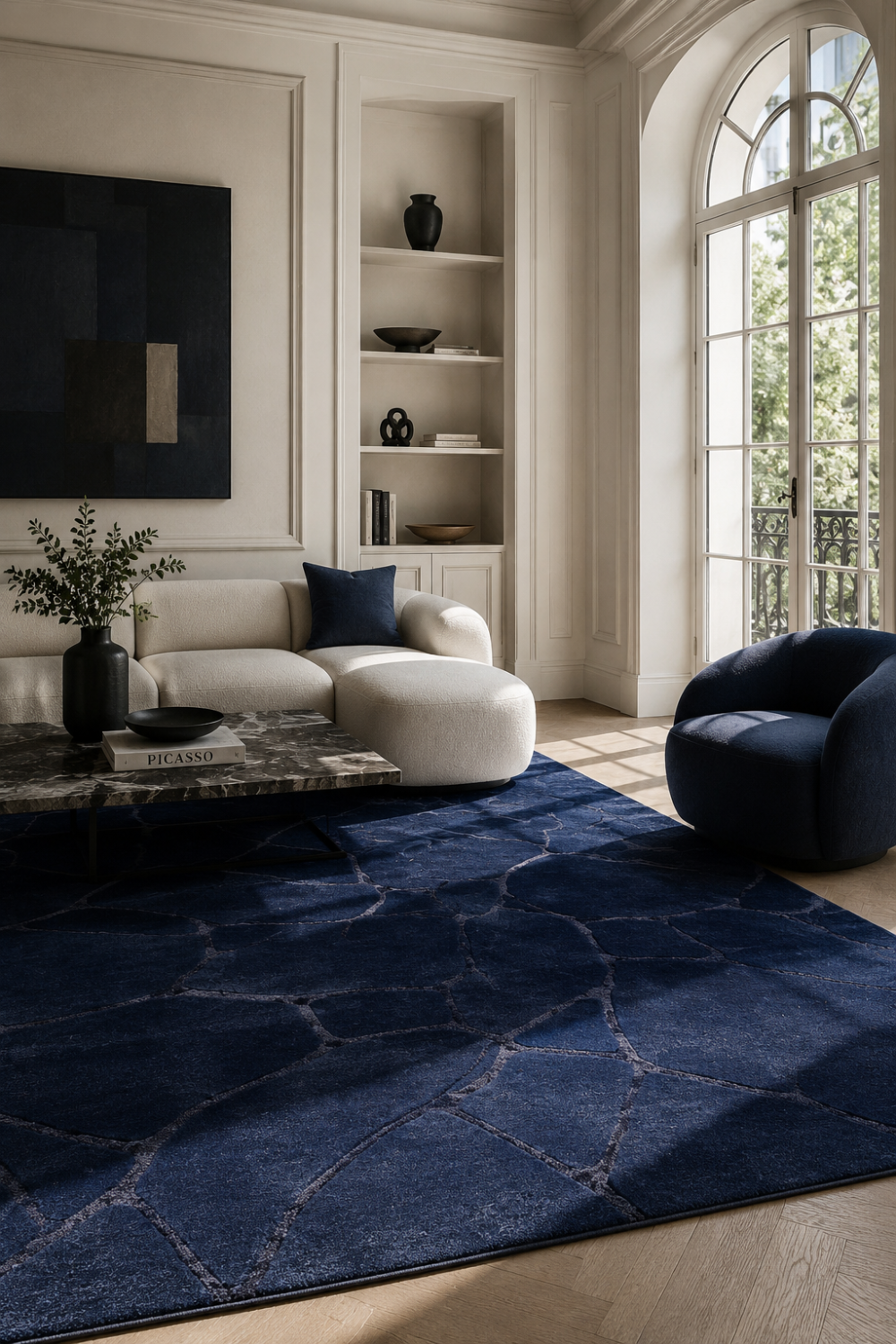 Midnight Slate Wool + Art Silk Rug