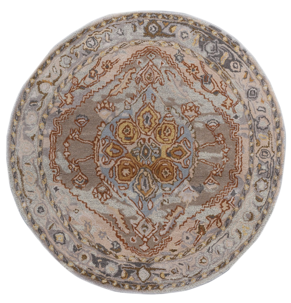 Magical Round Transitional Art Silk Rug