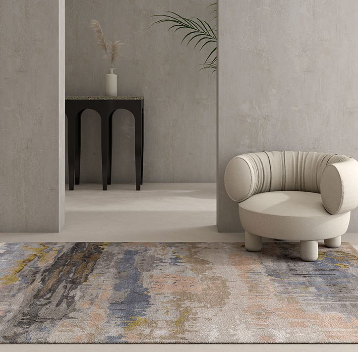 Blush Modern Textured Art Silk Rug