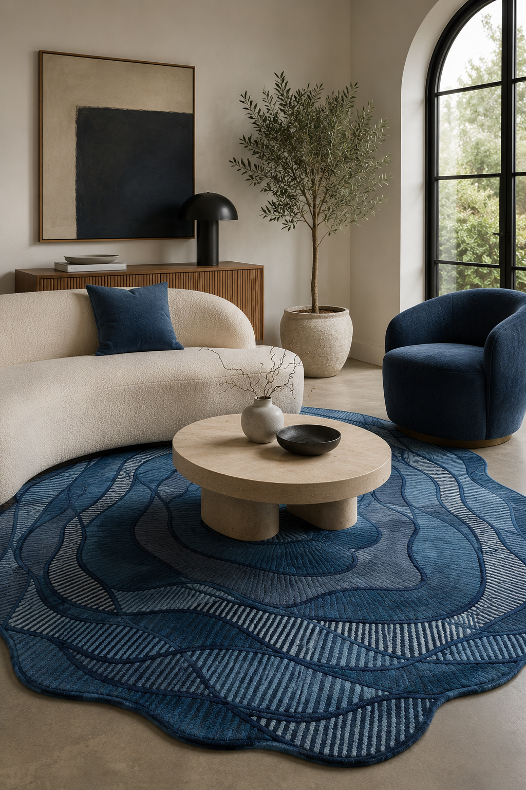 Generosa Wool + Art Silk Sculptural Rug - Image 1