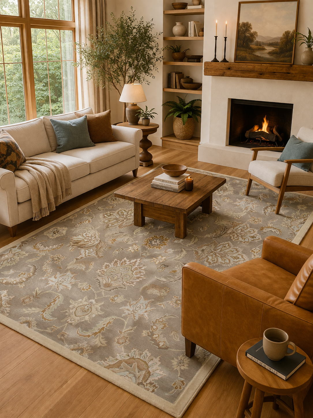 Medina Oriental Gold Rug - Handtufted Wool - Image 1