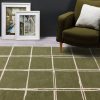 ALBANY GRID OLIVE WOOL RUG LIFESTYLE