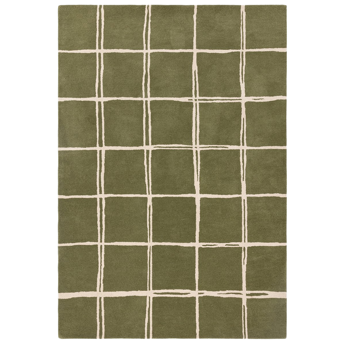 ALBANY GRID OLIVE WOOL RUG TOPSHOT