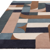 KLOTSKI TEAL GEOMETRIC WOOL RUG FLOOR SHOT