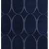 RENAISSANCE BLUE NAVY MODERN GEOMETRIC WOOL RUG