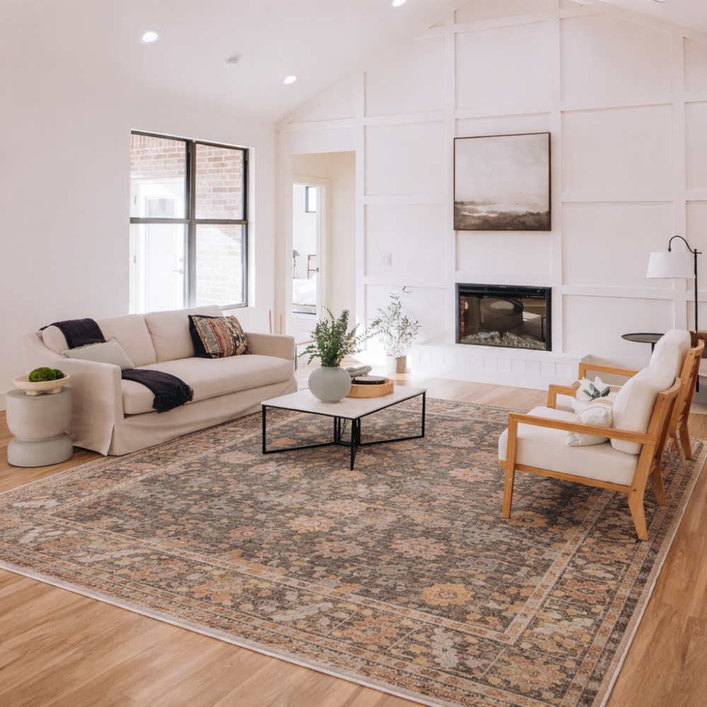 Revival Agra Green Hand-Knotted Wool Rug