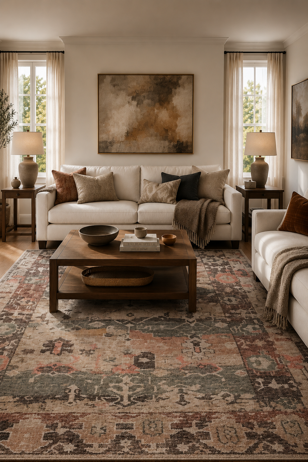 Revival Oushak Multi Hand-Knotted Wool Rug - Image 1
