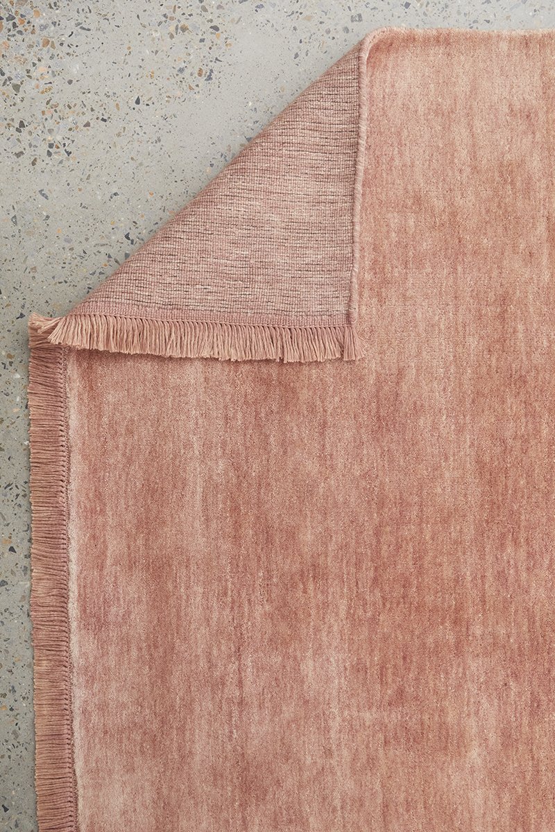 Conscious Loom Kinship Blush Pink Wool Rug Folded
