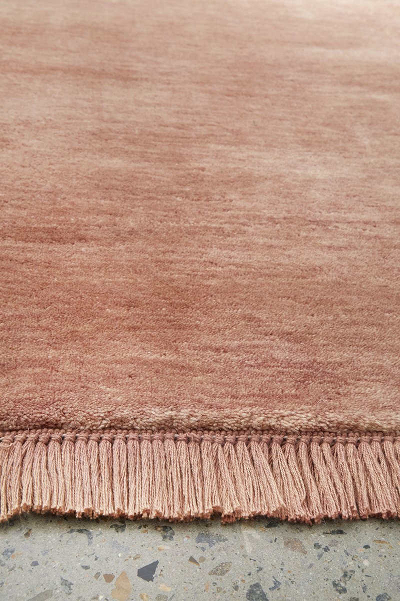 Conscious Loom Kinship Blush Pink Wool Rug Fringe
