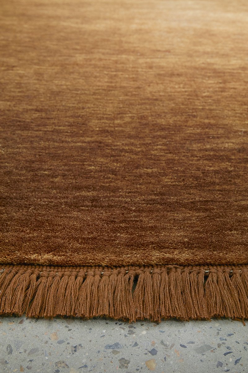Conscious Loom Kinship Caramel Wool Rug Fringe