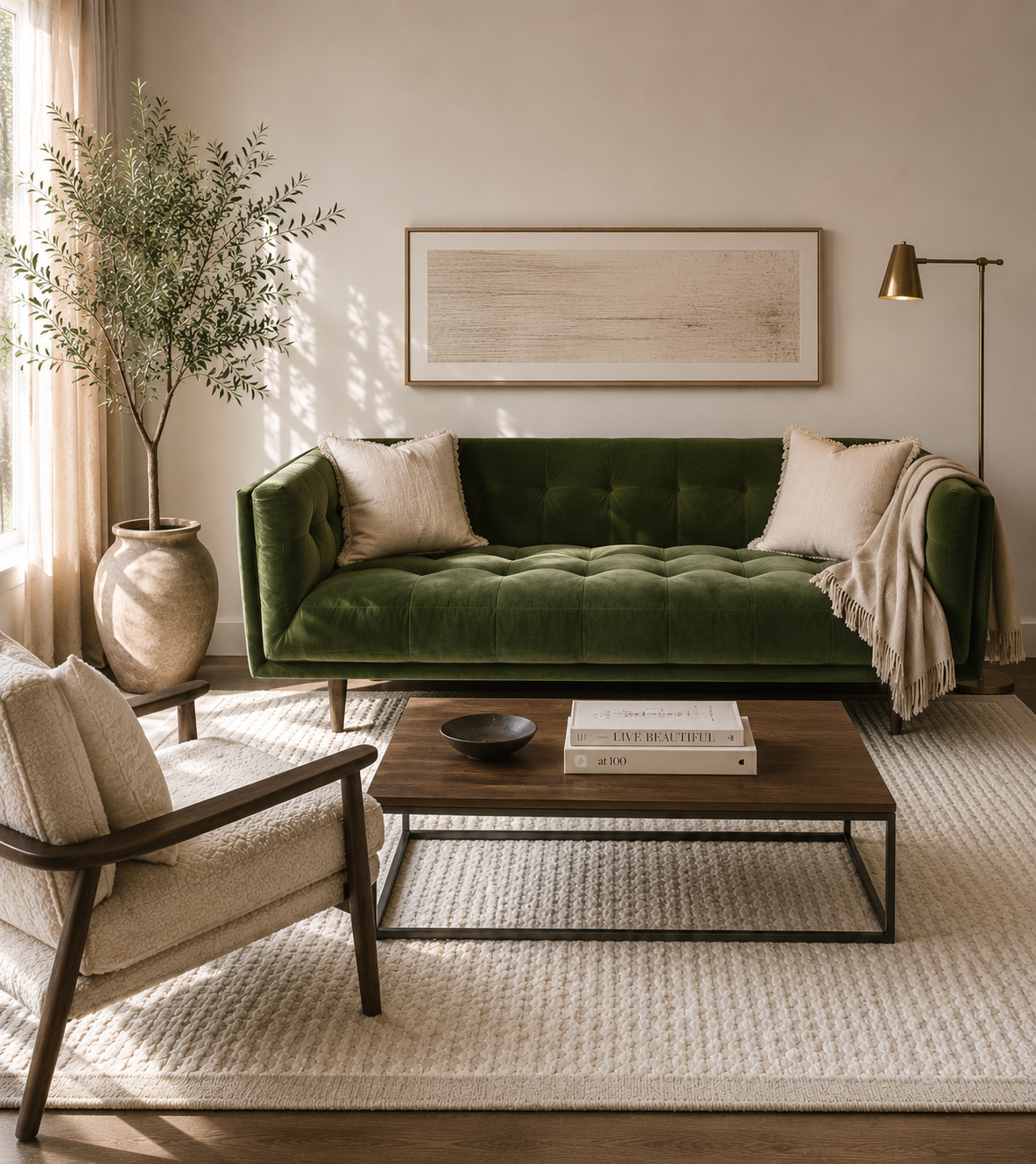 LUXE SPOTTED BEIGE BAMBOO SILK RUG LIFESTYLE3