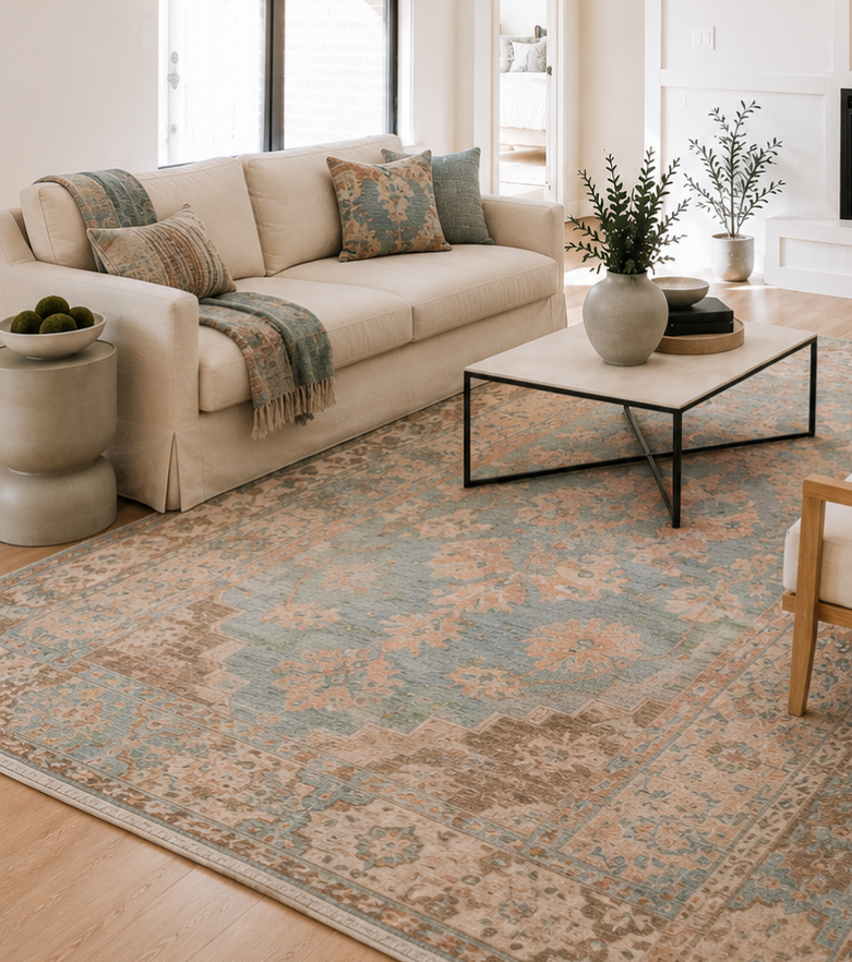 Revival Tabriz Steel Hand-Knotted Wool Rug